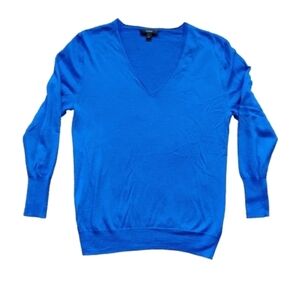 NEW Sweater J.Crew M Blue Merino Wool V-Neck Lightweight